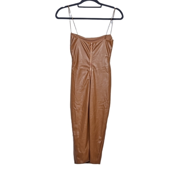 NWT Nookie x Posse Faux Leather Brown Midi Dress Size Small - Picture 6 of 12